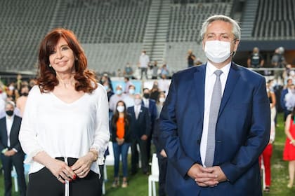 Cristina Kirchner y Alberto Fernández, en diciembre, en un acto en el Estadio Único de La Plata