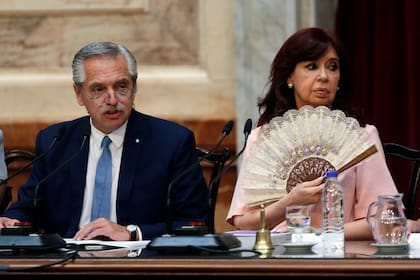 Alberto Fernández y Cristina Kirchner, en la apertura de sesiones ordinarias del Congreso, el 1º de marzo
