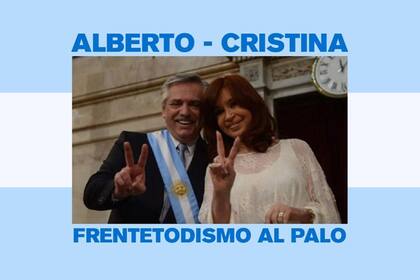 Alberto Fernández y Cristina Kirchner, en un afiche de la militancia "frentetodista"