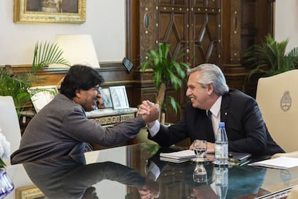 Alberto Fernández y Evo Morales, este martes en la Casa Rosada