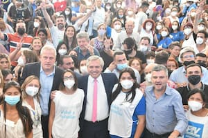 Alberto Fernández y Juan Zabaleta en Tecnópolis