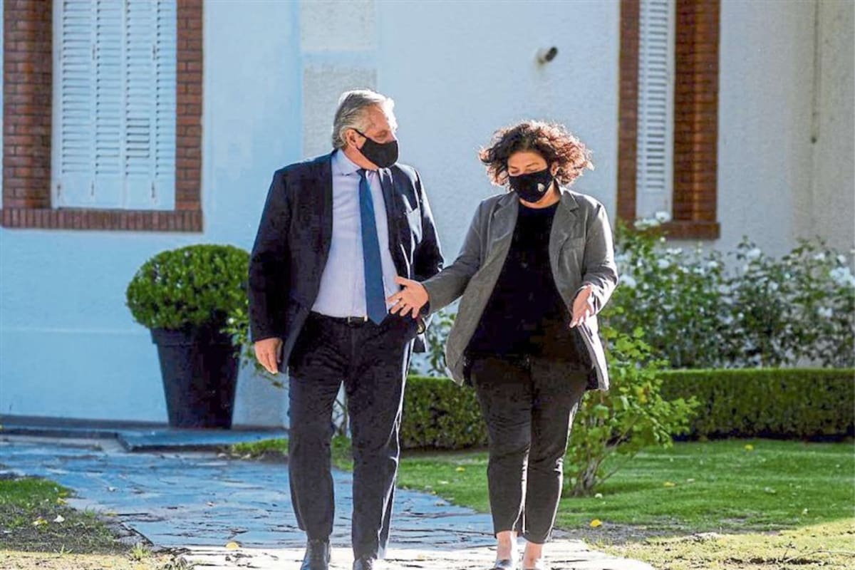 Alberto Fernández y la ministra Carla Vizzotti, el sábado en Olivos