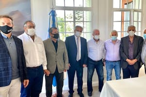 Alberto Fernández y los referentes de la CGT, en Olivos