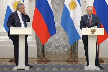 Alberto Fernández y Vladimir Putin, en Moscú