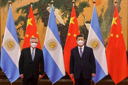 Alberto Fernández y Xi Jinping en Beijing, en febrero de 2022