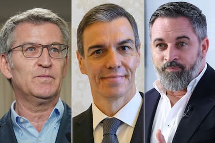 Alberto Núñez Feijoo, Pedro Sánchez y Santiago Abascal