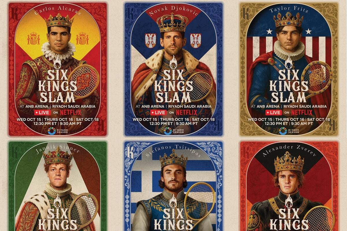 Alcaraz, Djokovic, Fritz, Sinner, Tsitsipas y Zverev, los tenistas protagonistas del ostentoso Six Kings Slam de Riad 2025