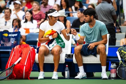 Alcaraz y Raducanu perdieron en el US Open, pero se mostraron contentos igualmente (Foto: @emmaraducanu)