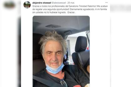 Alejandro agradeció tras su recuperación (Foto Twitter @alestoeessel)