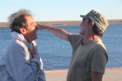 Con Alejandro Awada preparando una escena de Días de pesca