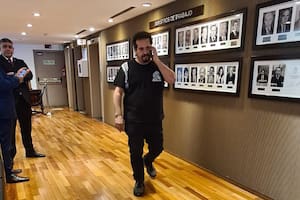 Alejandro Crespo, secretario general del Sindicato Único de Trabajadores del Neumático Argentino, en el Ministerio de Trabajo