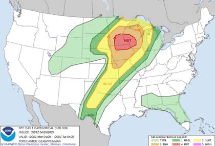 Alerta de tornados en el Medio Oeste: el SPC advierte riesgo moderado de tornados intensos en Minnesota, Iowa y Wisconsin entre la tarde y noche del lunes