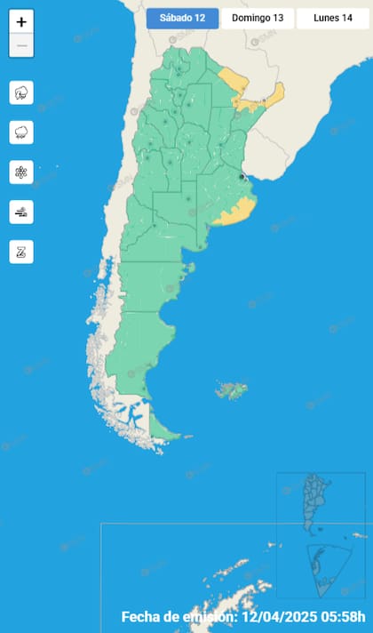Alerta en cinco provincias.