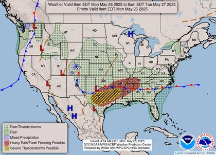 Alerta en Texas y Mississippi: SPC prevé superceldas con granizo del tamaño de pelotas de golf este lunes