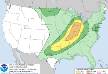 Alerta máxima en el Medio Oeste: SPC declara riesgo "elevado" de tormentas severas con posibles tornados en Illinois y Michigan