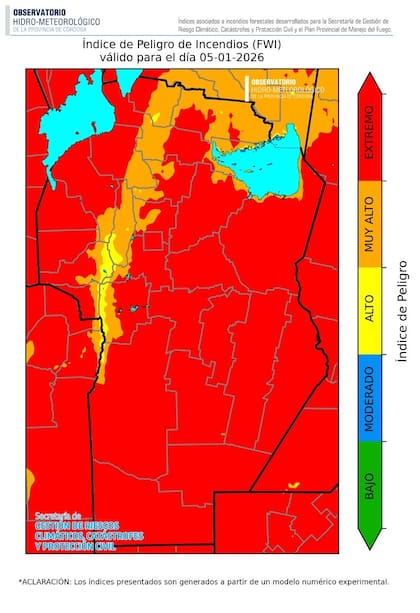 Alerta por el alto riesgo de incendios en la provincia de Córdoba.