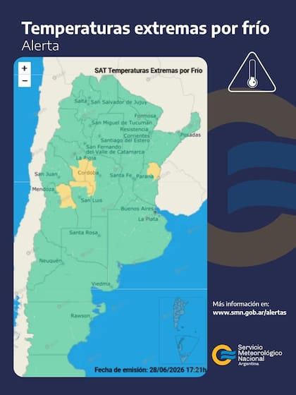 Alerta por temperaturas extremas de frío