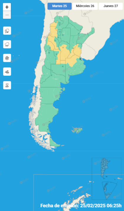 Alerta por tormentas para este 25 de febrero.