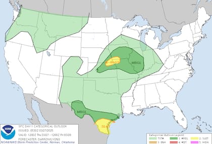 Alerta por tormentas severas en el valle del Misisipi: vientos intensos, granizo y posible formación de tornados aislados