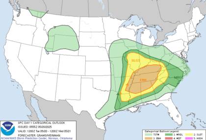 Alerta por tormentas severas: riesgo nivel 3/5 para Kentucky, Tennessee y Alabama con posibilidad de tornados intensos