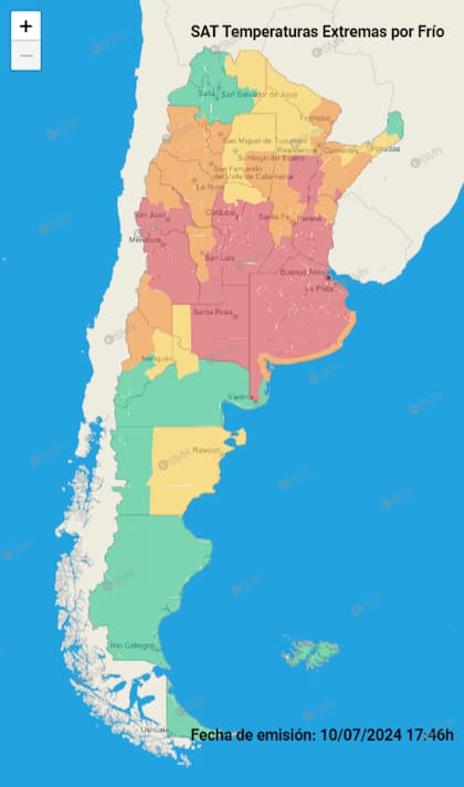 Alerta roja por frío SMN