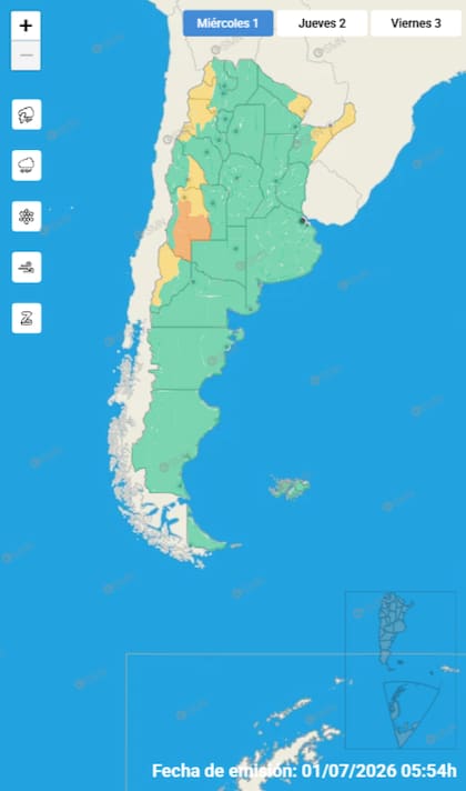Alerta temprana del primero de julio por heladas y nevadas