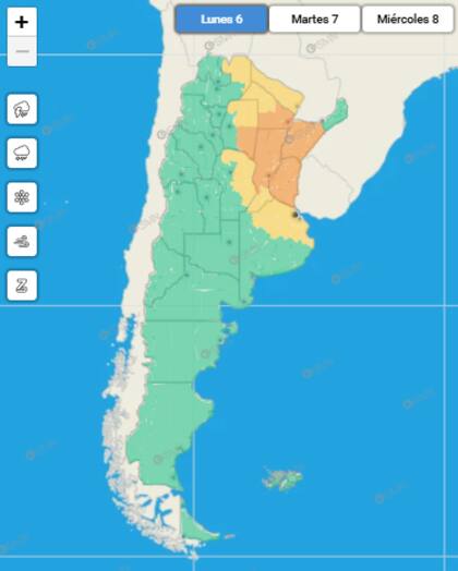 Alertas amarillas y naranjas, según el SMN