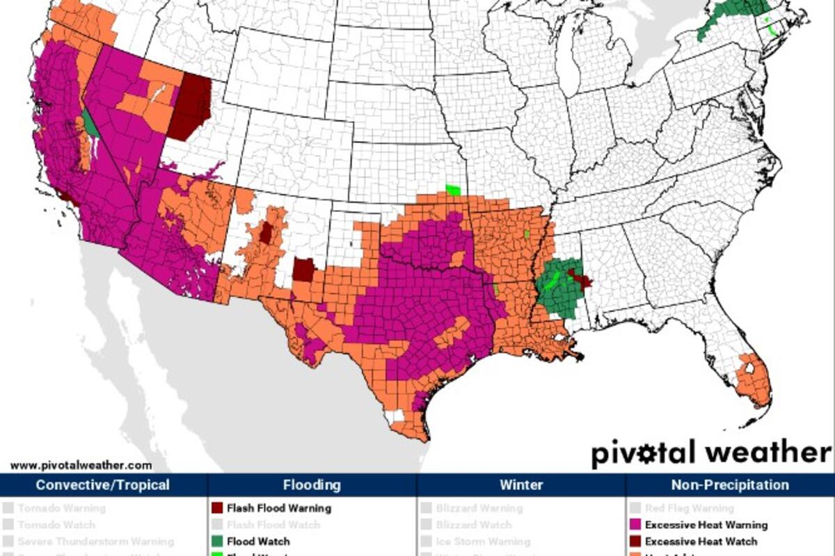 Alertas por calor emitidas por el Servicio Meteorológico Nacional.