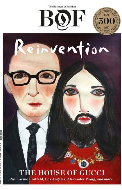 Alessandro Michele junto a Marco Bizzarri, Ceo de gucci, en la tapa de BoF.