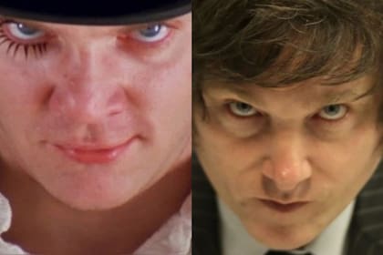 Alex DeLarge, el protagonista de La naranja mecánica, junto a el economista Javer Milei