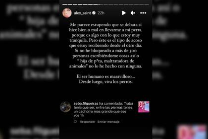 Alex Saint hizo un descargo por las críticas que recibió (Foto Instagram @alex_saint)