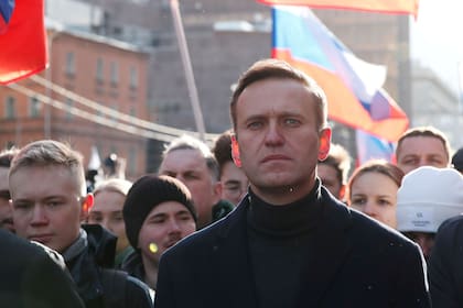 Alexei Navalny en una manifestación en Moscú, en febrero de 2020
