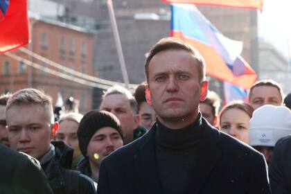 Alexei Navalny en una manifestación en Moscú en febrero de 2020, antes de su arresto.