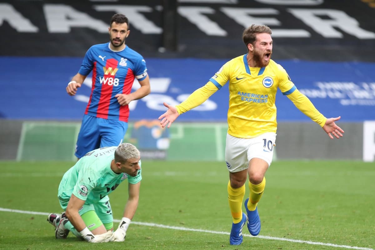 Alexis Mac Allister festeja su primer gol en la Premier League: el argentino marcó el empate de Brighton en el último minuto