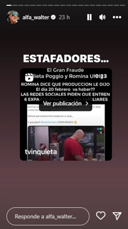 Alfa acusó a la producción de Gran Hermano de "estafadores"