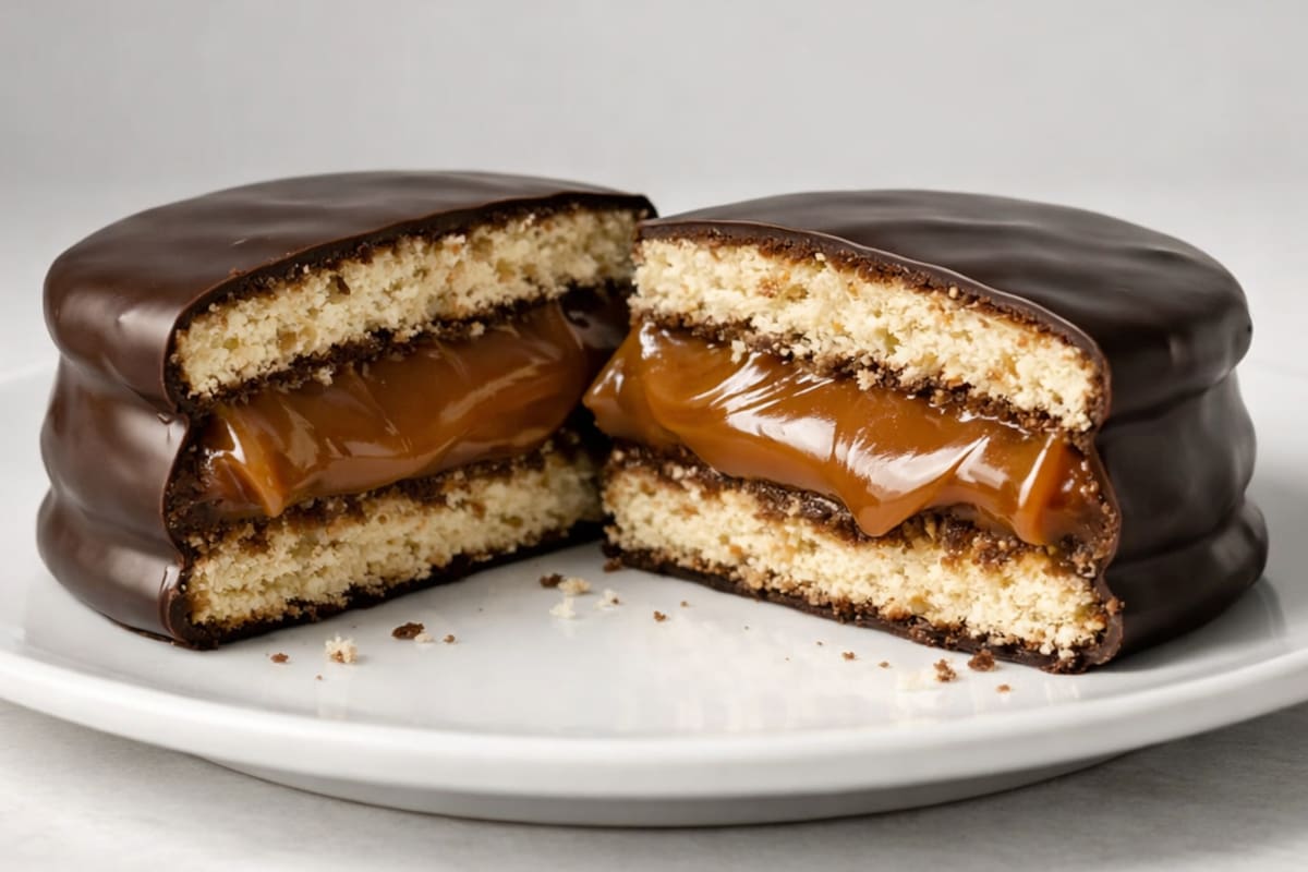 Alfajor marplatense con dulce de leche