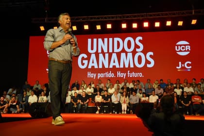 Alfredo Cornejo, durante su discurso en la cumbre radical