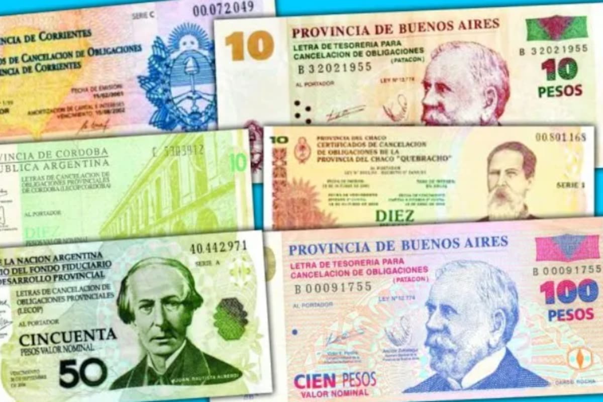 Algunas de las cuasimonedas que emitieron las provincias durante 2001 y 2002