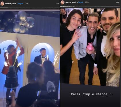 Algunas de las historias que Wanda subió anoche en la fiesta