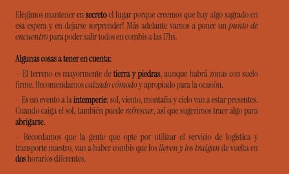 Algunas de las indicaciones en la invitación al casamiento que recibieron los asistentes