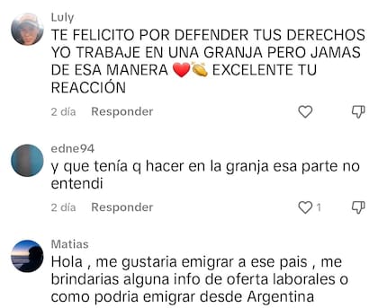 Algunas de las reacciones por parte de los usuarios en TikTok