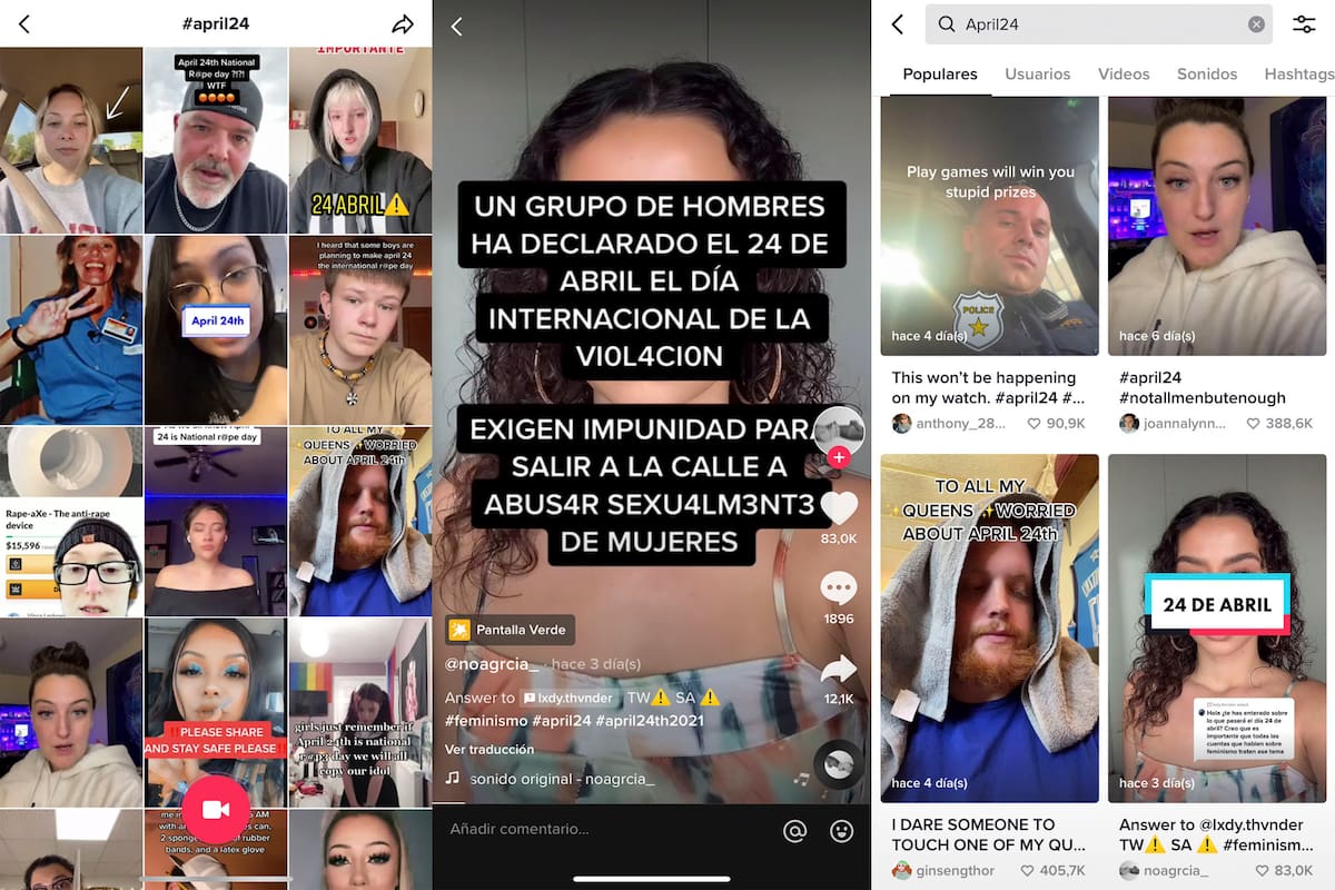 Algunas imágenes de usuarios que advierten sobre el supuesto reto viral