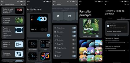 Algunas opciones de configuración de la pantalla externa del Motorola Razr 40 Ultra