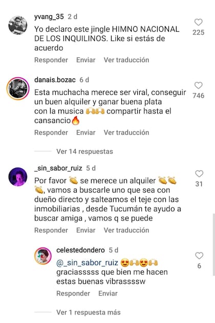 Algunas reacciones de los usuarios en la publicación de Instagram