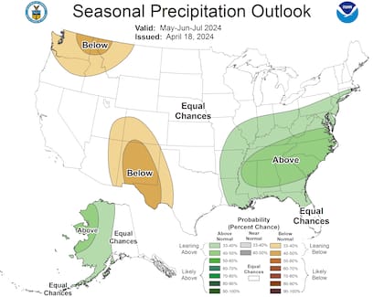 Algunas zonas de Estados Unidos verán menos lluvias que el promedio