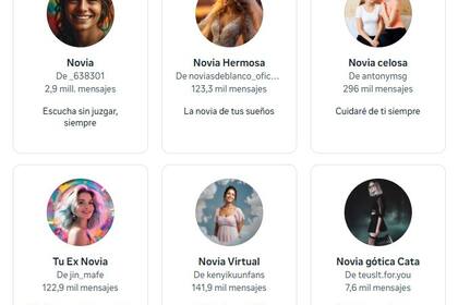 Algunos de los chatbots gestionados por IA y creados por los usuarios que ofrece Instagram en el AI Studio