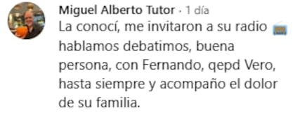 Algunos de los comentarios de cariño que le hicieron llegar a la familia de Verónica (Foto: Captura Facebook)