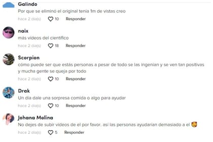 Algunos de los comentarios en la publicación de TikTok