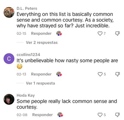 Algunos de los comentarios por parte de los usuarios en TikTok