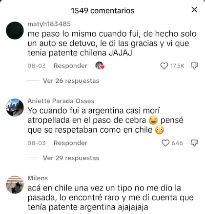 Algunos de los comentarios por parte de los usuarios en TikTok